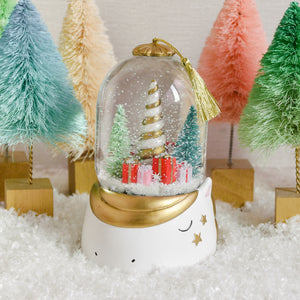 Unicorn Dome with Horn and presents insideChristmas Snow Globe