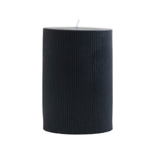 Load image into Gallery viewer, Noir Pleated Pillar Candle
