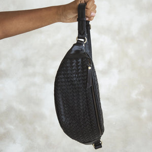 Woven Lack Leather crossbody / fanny pack
