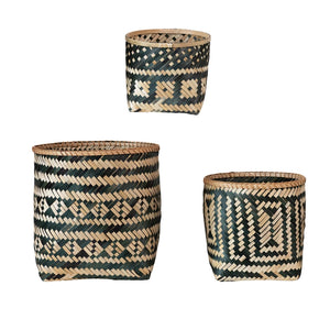 Ziggy Hand-Woven Pattern Bamboo Baskets