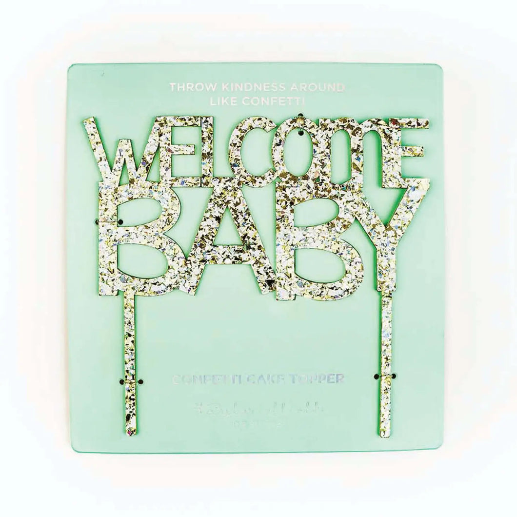 Welcome Baby Pearl Confetti Cake Topper