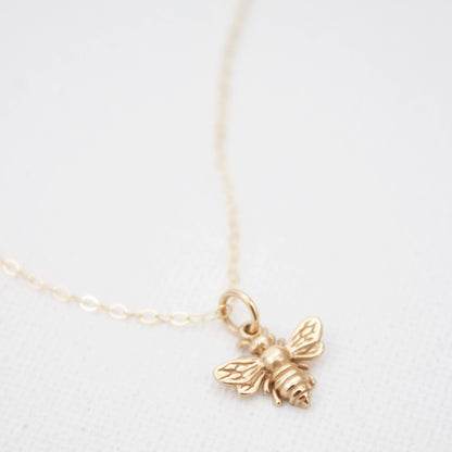 Gold Bee Charm Necklace