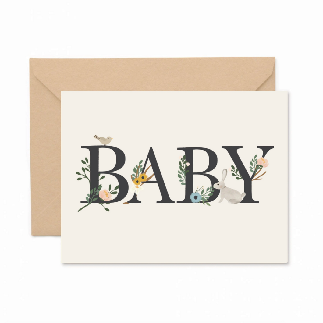 Neutral Baby Floral Card