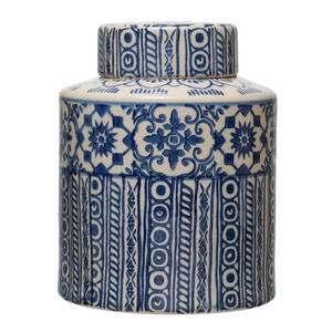 Classic Blue Patterned Ginger Jar