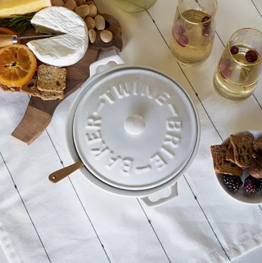 Twine Brie Ceramic Baker + Wood Spreader Set