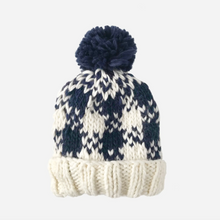Load image into Gallery viewer, Buffalo Check Hand Knit Hat in Navy
