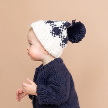 Load image into Gallery viewer, Buffalo Check Hand Knit Hat in navy on baby
