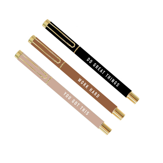 Motivational Metal Pen Set - Neutrals