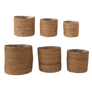 Woven Seagrass Baskets with Plastic Lining