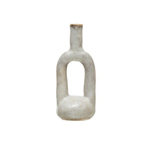 Load image into Gallery viewer, White Stoneware Cutout Vase
