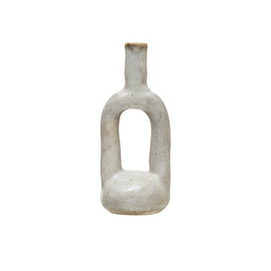 White Stoneware Cutout Vase