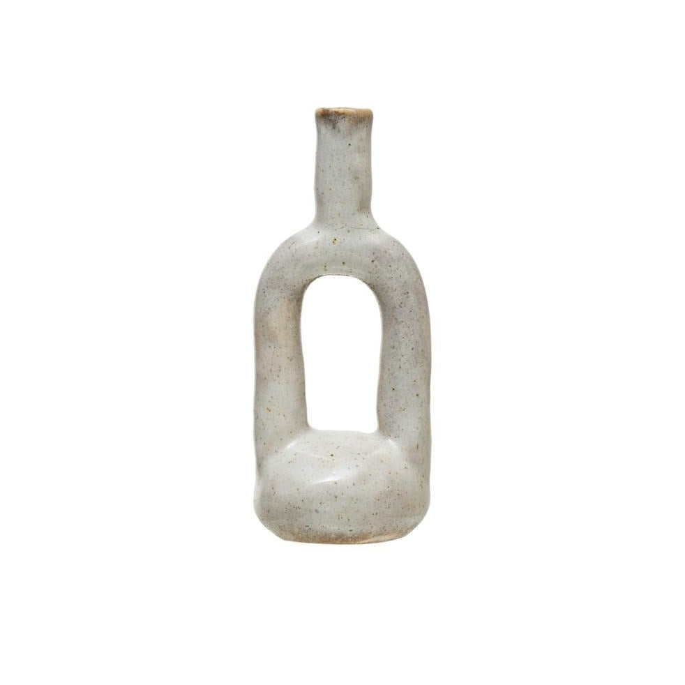 White Stoneware Cutout Vase
