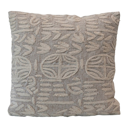 20" Square Cotton & Jute Appliquéd Pillow