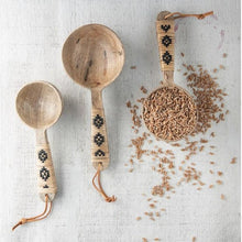 Load image into Gallery viewer, Wooden Scoops with Patterned Rattan Handles
