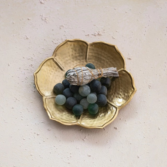 Flower Shaped Hammered Gold Tray