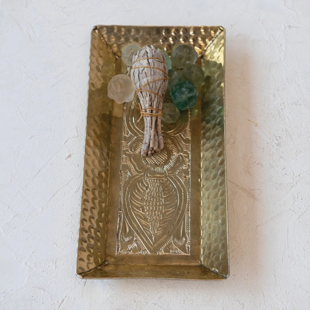 Decorative Hammered Gold Tray