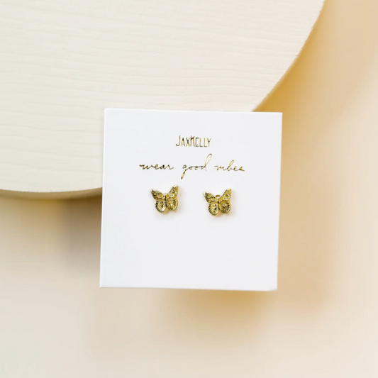 Gold Butterfly Stud Earrings