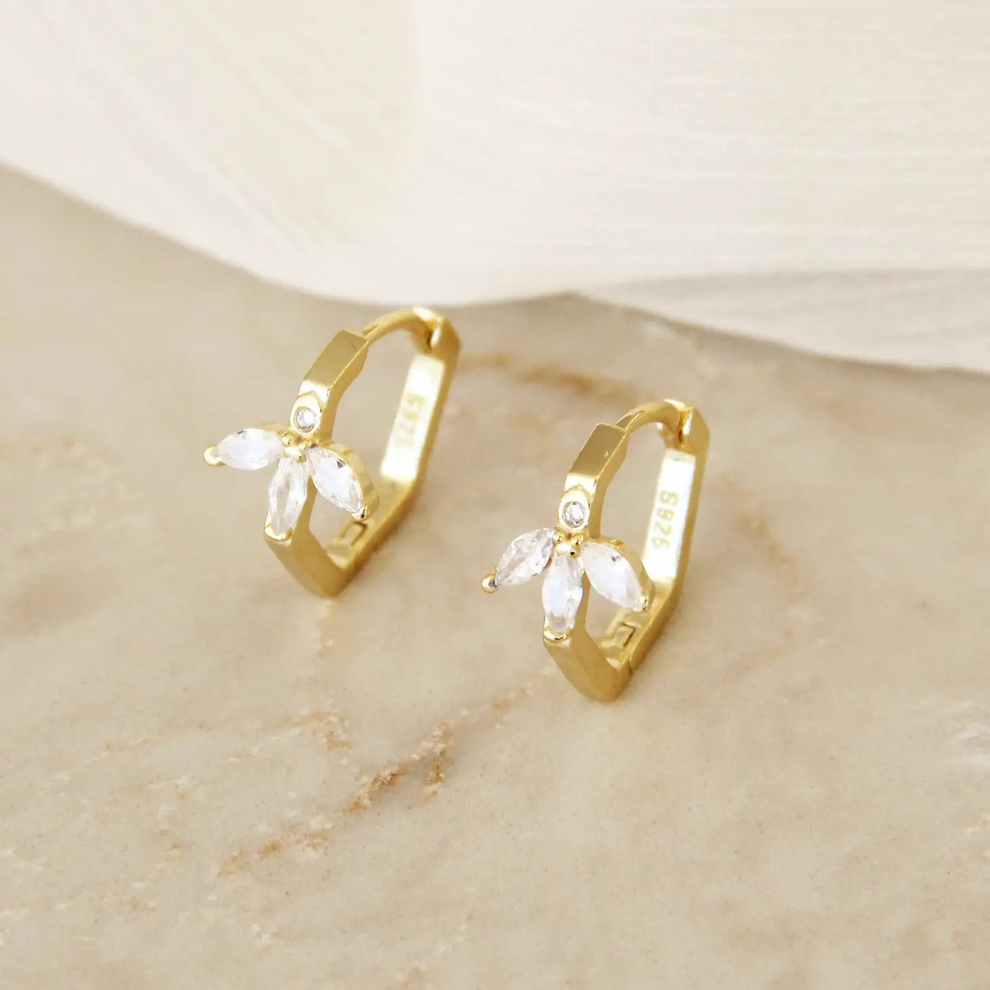 Hexagon Marquise Hoops
