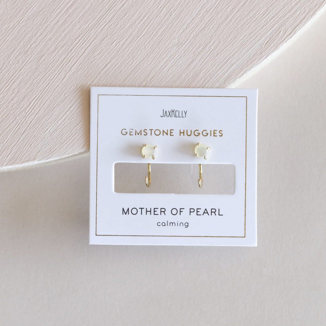 Mother of Pearl // Calming // Huggie Earrings