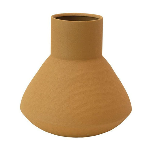 Textured Metal Vase in Mustard