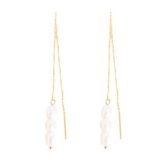 Skinny Pearl Threader Earrings
