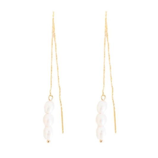 Skinny Pearl Threader Earrings