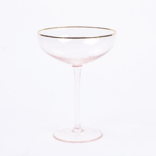 Light Pink + Gold Coupe Glass