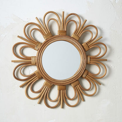 Sante Bamboo Mirror on concrete wall 