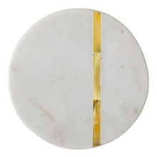Load image into Gallery viewer, White Marble coaster with gold inlay
