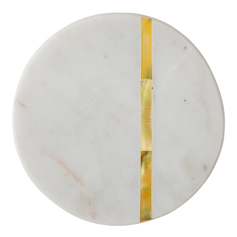 White Marble coaster with gold inlay