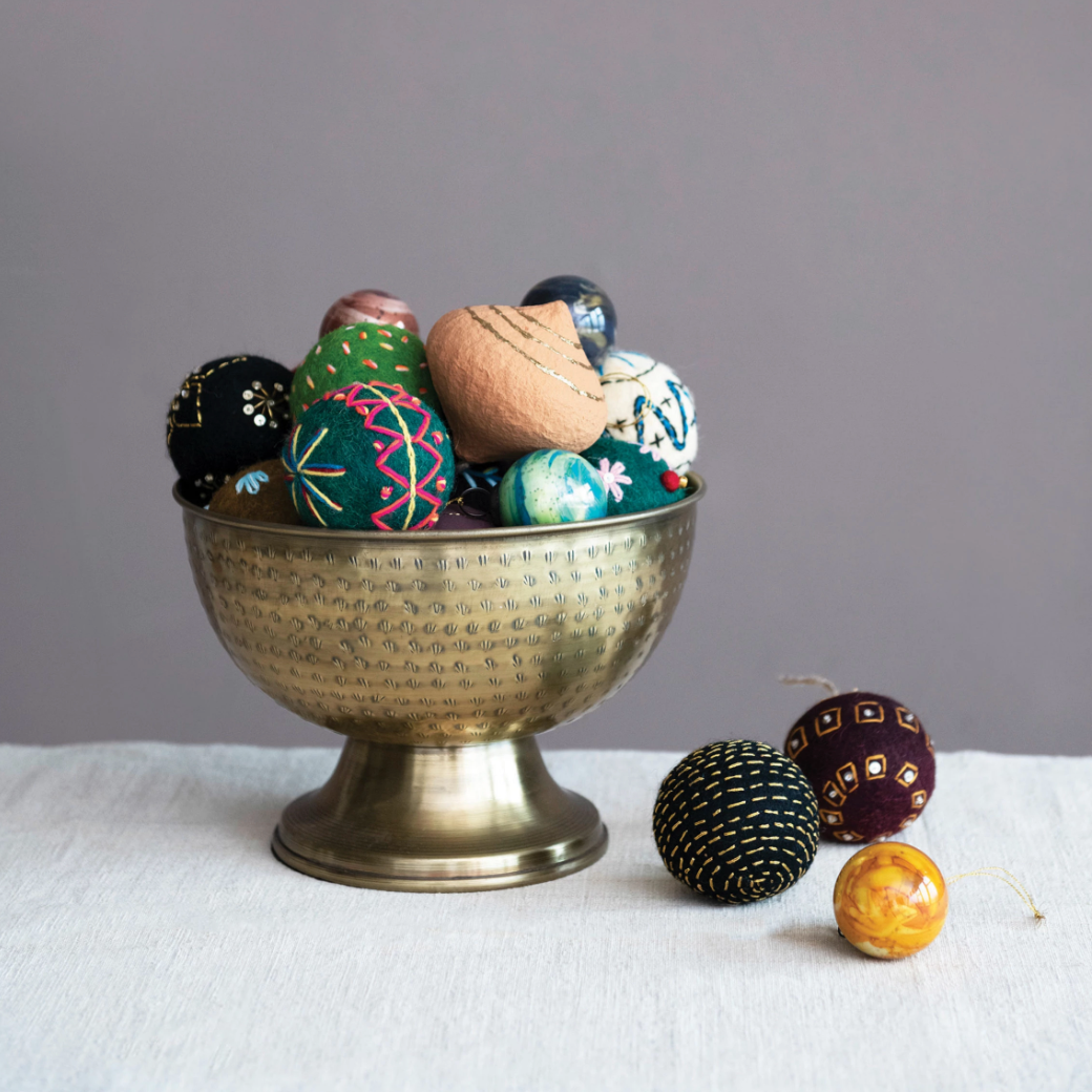 Folk Brass Footed Bowl
