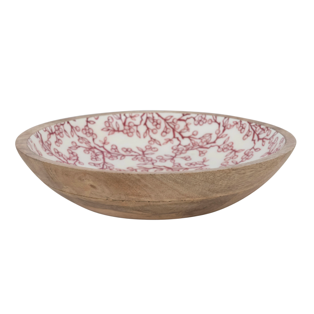 Enameled Holiday Wood Bowl