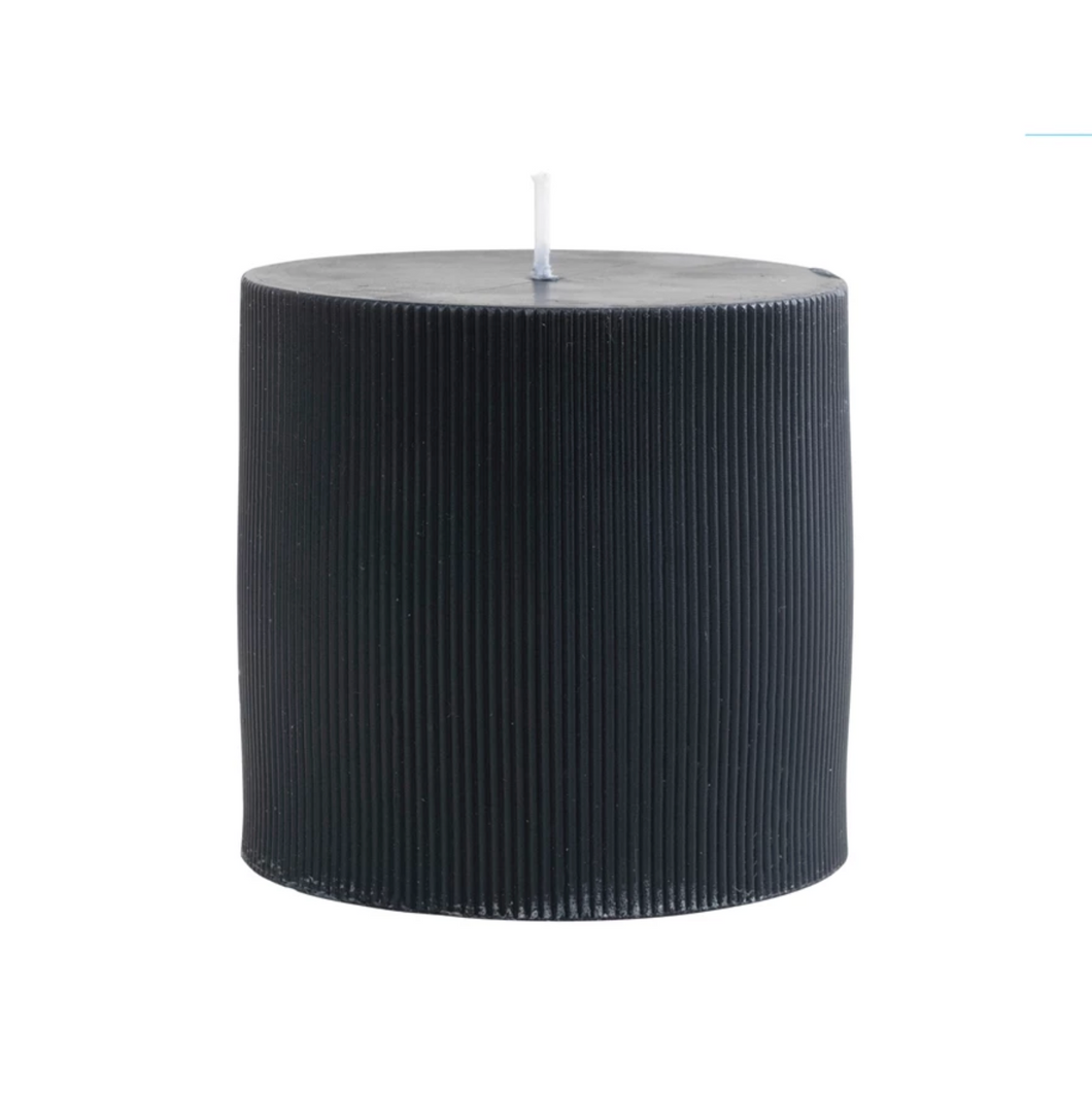 Noir Pleated Pillar Candle