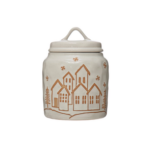 Winter Village Stoneware Canister