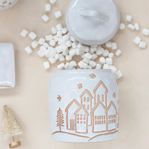 Winter Village Stoneware Canister